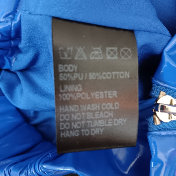 Mags & Pye Vinyl Mini Skirt Medium Stretchy Pockets Blue - Picture 4 of 10